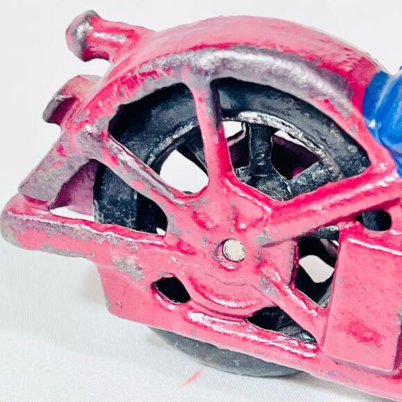 Vintage Iron Art Patrol Motorcycle Cast Iron Toy Policeman Reproduction 60s - Picture 12 of 14